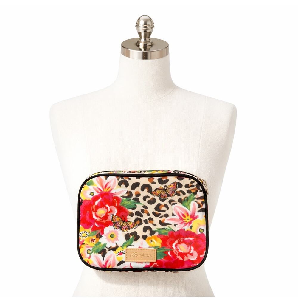 Brighton Garden Spots Jewelry Case Leopard Floral Travel Organizer NWOT